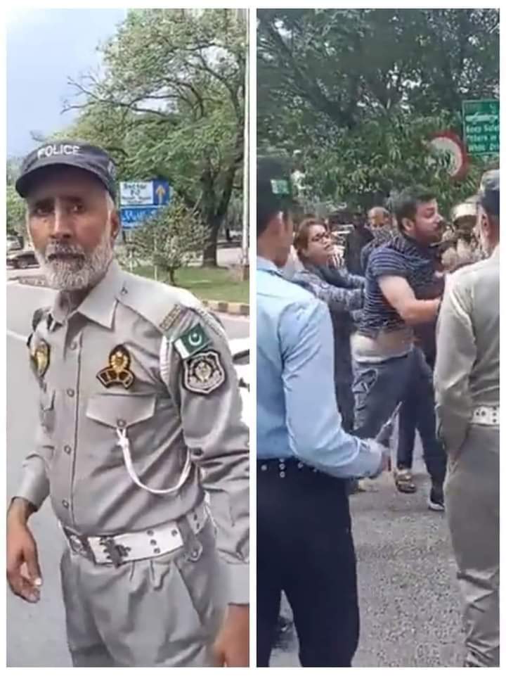 AbdullahAmjad49's tweet photo. آج ایک نوجوان کو جس کے ساتھ اسکی فیملی کی ایک عورت تھی، کو اسلام آباد ٹریفک نے گریبان سے پکڑ کر گھسیٹتے ہوئے گاڑی میں ڈالا اور پولیس اسٹیشن لے گئے، وہ بہن منتیں کرتی رہ گئی کہ خدا کیلیئے چھوڑ دیں، مگر اہلکار اسے گھسیٹ کر لے گئے، یہ وہ ٹریفک پولیس ہے جس کا1/2 
@ICT_Police 
@PakPMO https://t.co/KmYtOXqcTW