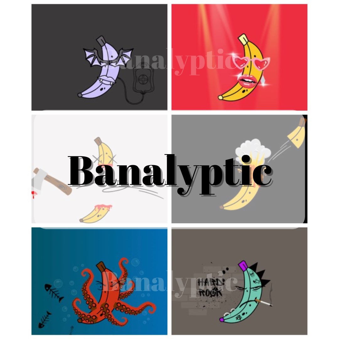 Banalyptic_nft's tweet photo. @_NFTsPromoter @cybotz_nft Come and discover the world of apocalyptic bananas. Link in bio!
#nftgallery #nftnews #nftgiveaway #cryptonews #digitalartist #nftsstories #digitalcollectibles #nftmarketplace #nftdrops #artgallery  #polygon #design #abstractart #dart #pixelart #nftmagazine #cryptotrading https://t.co/6qOmkwyhxg