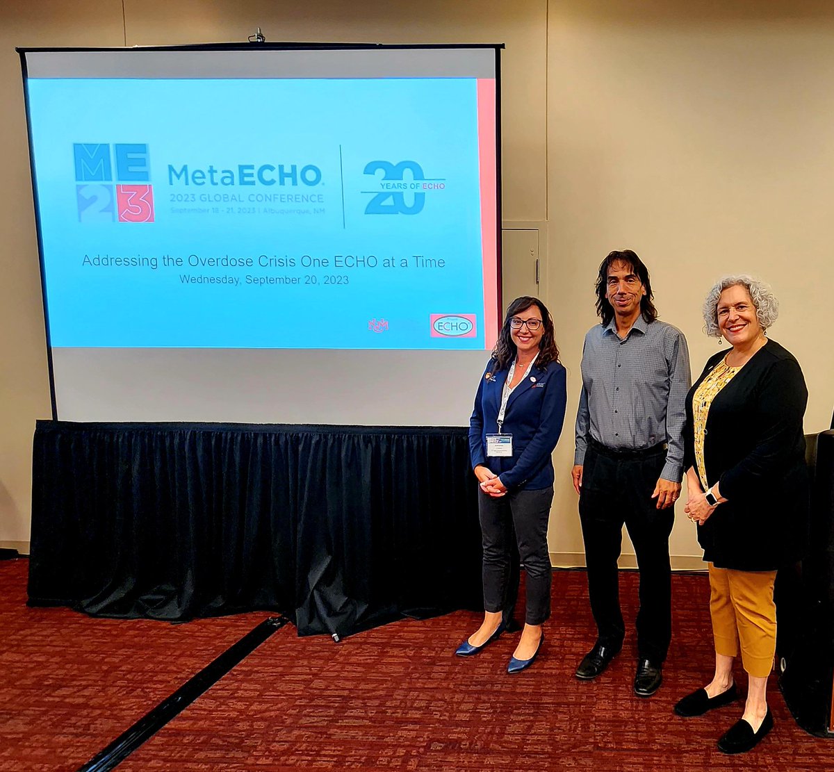 BeWellTexas's tweet photo. Congrats to Dr. Lindsey for a great #MetaECHO2023 panel presentation on ways #ProjectECHO is addressing the overdose crisis. Thank you @ProjectECHO for the chance to show how we #MoveKnowledgeNotPeople at Be Well Texas! 💙 https://t.co/Te93p0FDtq