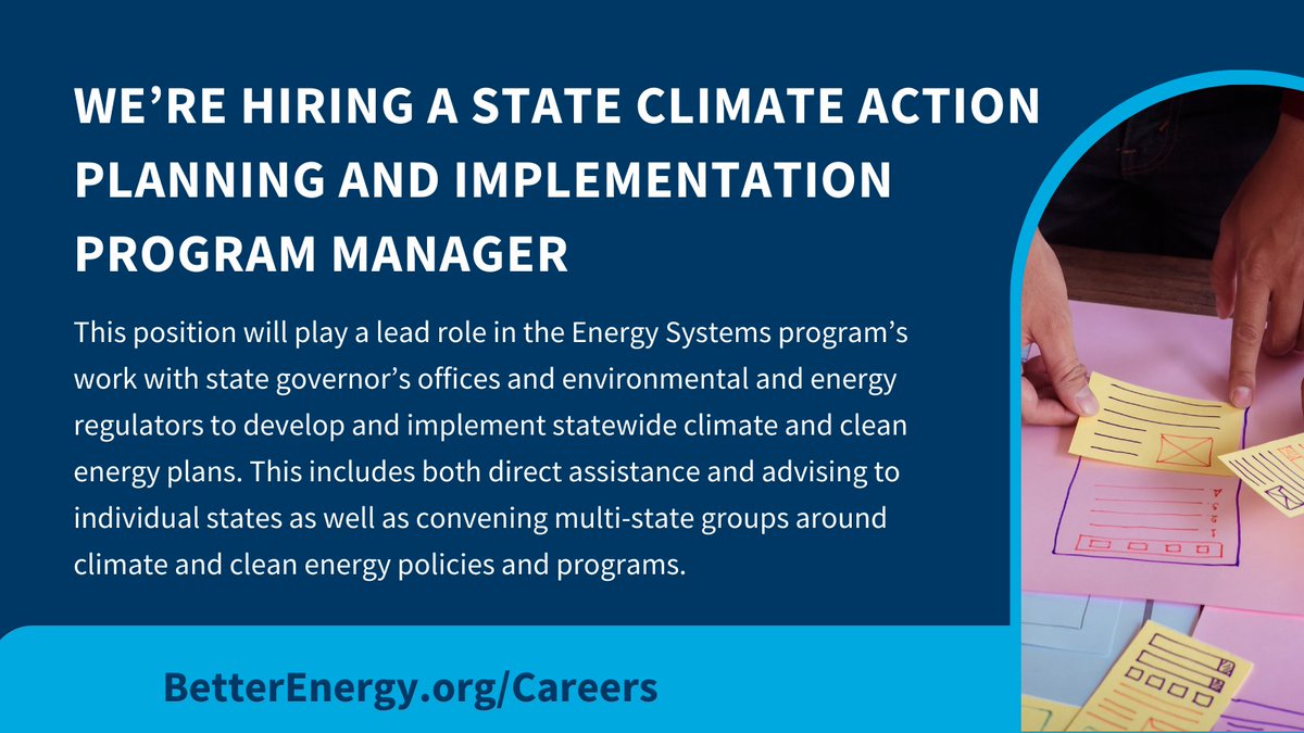 GreatPlainsInst's tweet image. We are hiring a State Climate Action Planning and Implementation Program Manager on our Energy Systems team. Learn more at betterenergy.org/careers! #ProgramManager #ClimateJobs #NowHiring