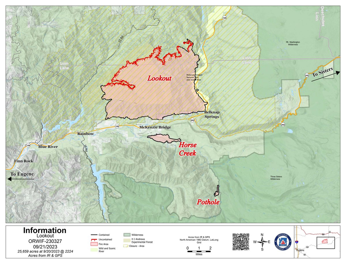 willametteNF's tweet photo. Sept. 21 UPDATE:
#LookoutFire
Acres: 25,640
Containment: 50%
#PetesLakeFire
Acres: 3,144
Containment: 0%
Lookout/ Petes Lake/ Horse Creek/ Pothole Fires
Total personnel: 821
Crews: 15
Helicopters: 4
Engines: 33
Dozers: 4
Water Tenders: 20 https://t.co/h700jVgNDF
