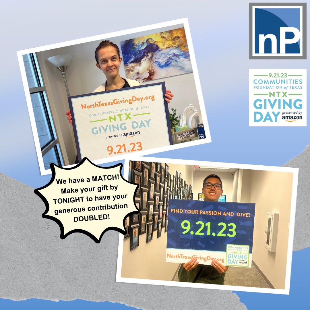 TODAY is #NTXGivingDay2023! 🎉🌟
Donate to nonPareil to nPower hope and build better futures for adults with autism.
northtexasgivingday.org/organization/N…
P.S. your donation will be MATCHED dollar for dollar throughout the entire day from a generous nP donor!

We're 70% to our goal and we need