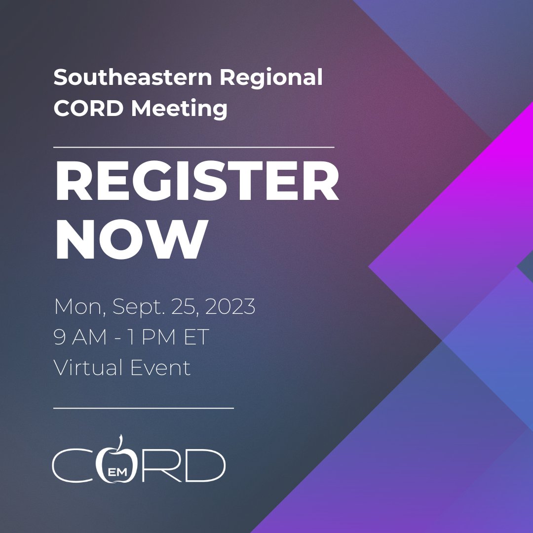 It's not too late! ⌛

Join us Monday, September 25, for the Southeastern Regional CORD. All are welcome! bit.ly/3PbdJUC