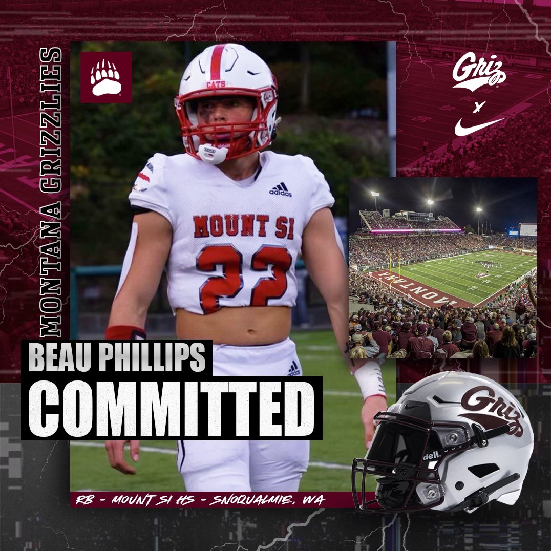 Beau Phillips (@beauphillips_) on Twitter photo Montana, I’m home!! So blessed to be committed to <a href="/MontanaGrizFB/">Montana Griz Football</a>! Let’s get to work <a href="/Coach_Hauck/">Coach Bobby Hauck</a> <a href="/GrizCoachGreen/">Justin Green</a>! Thanks for believing in me <a href="/coachcooperUM/">Roger Cooper</a>! <a href="/RecruitWildcats/">Mount Si High School Football Recruiting</a> <a href="/BrandonHuffman/">Brandon Huffman</a> <a href="/adamgorney/">Adam Gorney</a> <a href="/ChadSimmons_/">ChadSimmons</a> <a href="/CraigHaubert/">Craig Haubert</a> <a href="/SBLiveWA/">Washington High School On SI</a> Montana, I’m home!! So blessed to be committed to <a href="/MontanaGrizFB/">Montana Griz Football</a>! Let’s get to work <a href="/Coach_Hauck/">Coach Bobby Hauck</a> <a href="/GrizCoachGreen/">Justin Green</a>! Thanks for believing in me <a href="/coachcooperUM/">Roger Cooper</a>! <a href="/RecruitWildcats/">Mount Si High School Football Recruiting</a> <a href="/BrandonHuffman/">Brandon Huffman</a> <a href="/adamgorney/">Adam Gorney</a> <a href="/ChadSimmons_/">ChadSimmons</a> <a href="/CraigHaubert/">Craig Haubert</a> <a href="/SBLiveWA/">Washington High School On SI</a>