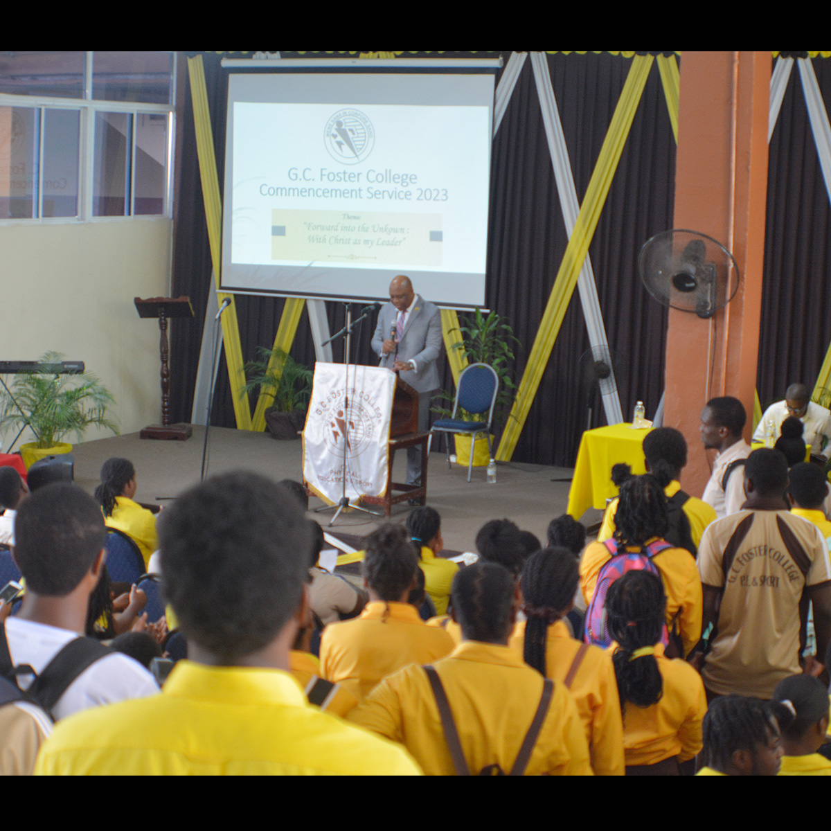 GCFOSTERCOLLEGE's tweet photo. G.C. Foster College Commencement Service 2023, held on Tuesday, September 19, 2023. Guest Speaker: Mrs. Hazel Hadelin-Laing https://t.co/VnobsRWO4w