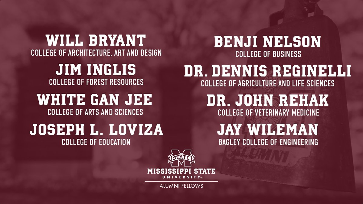 We are thrilled to unveil the 2023 class of MSU Alumni Fellows! 👏

This distinguished group of Bulldogs will return to campus later this month to meet and collaborate with current MSU students.

📰 msstate.edu/newsroom/artic…