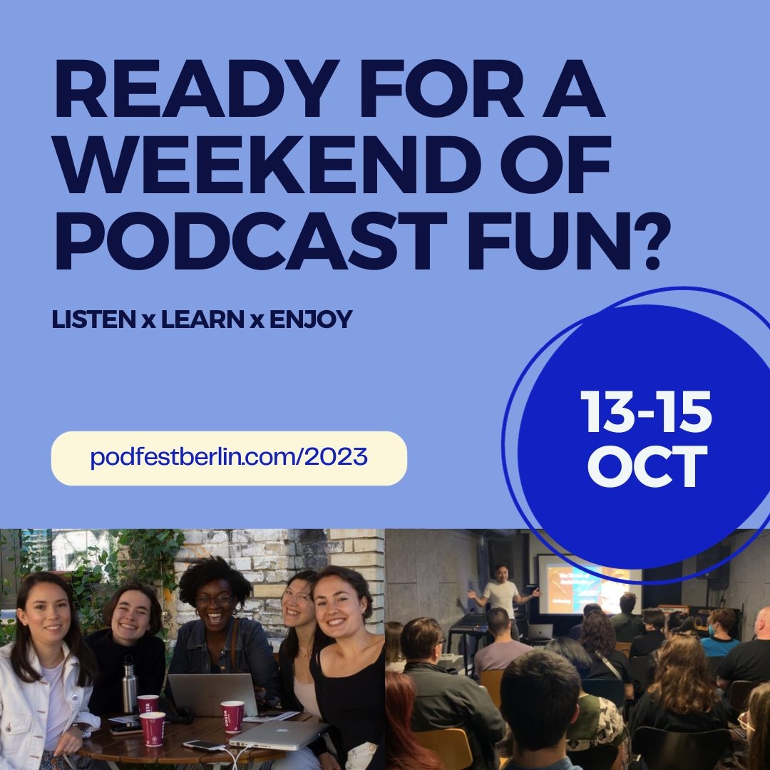 13-15 OCT 🎙️⁠
We are counting.. it's 22 days 🤪 Die Vorbereitungen laufen - We are getting ready behind the scenes to pull off yet another main festival for our wonderful community 💜 Grab your ticket &amp; share the event with your podcast friends. @<a href="/Podnews/">Podnews podcasting news</a>
podfestberlin.com/2023