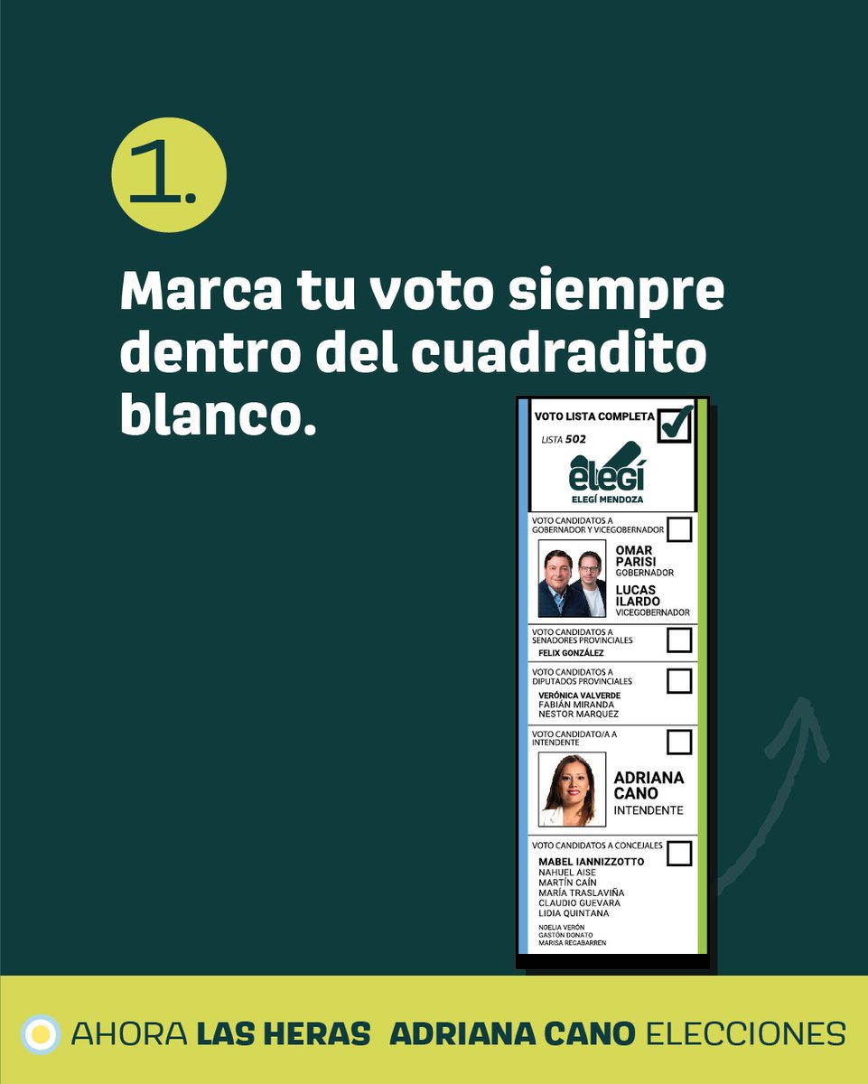 Adry_Cano's tweet photo. ✅ Este domingo volvemos a votar con la Boleta Única. 

Estos son los pasos a seguir para que tu voto valga. ➡️ 

Votemos por un municipio ordenado y transparente

#AhoraLasHeras https://t.co/TSgcHbphnD