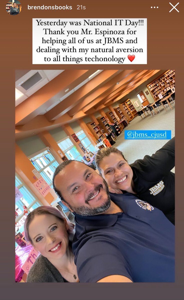carolina andrade (@candrade0123) on Twitter photo Let’s Celebrate and honored our IT team who works tirelessly to keep our systems running (David is the best) ♥️ <a href="/LibraryJbms/">JBMS Library</a> <a href="/JBMS_CJUSD/">JBMS (Bloomington)</a> <a href="/ColtonJUSD/">Colton Joint Unified</a> Let’s Celebrate and honored our IT team who works tirelessly to keep our systems running (David is the best) ♥️ <a href="/LibraryJbms/">JBMS Library</a> <a href="/JBMS_CJUSD/">JBMS (Bloomington)</a> <a href="/ColtonJUSD/">Colton Joint Unified</a>