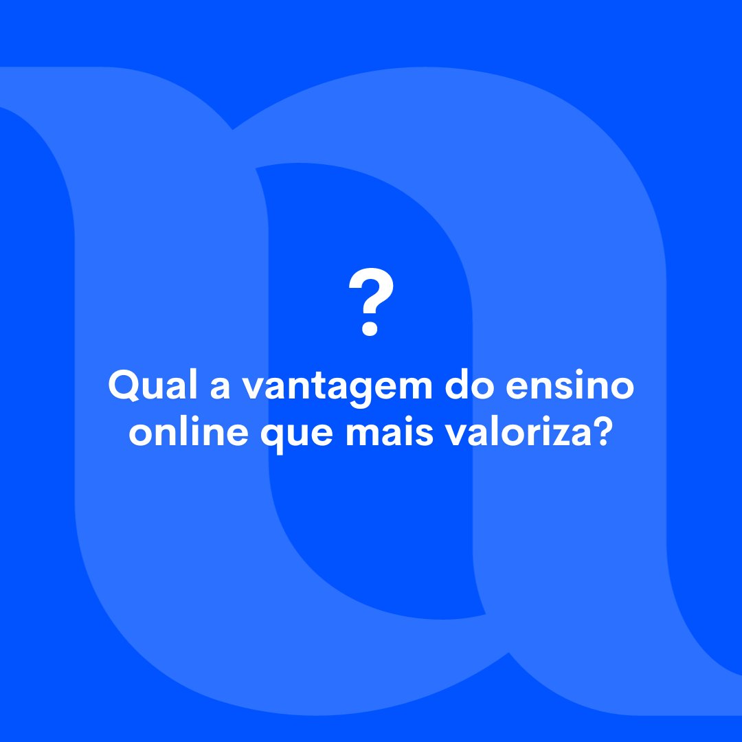 Escolha um dos seguintes emojis e diga-nos qual a vantagem do ensino online que mais valoriza e explique-nos porquê nos comentários! 📢

⌛Experiência de aprendizagem ajustável
🔓 Democratização no acesso à Educação
💰 Redução de custos
📈 Melhoria com análise de dados