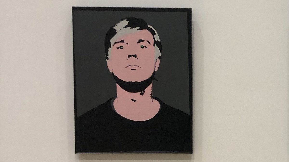 Can’t stop thinking about when we were looking at this Andy Warhol self portrait and I asked Tran if he knew who it was and he said Evan Peters