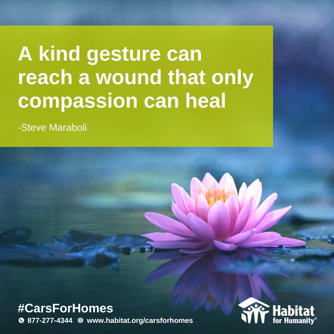 #MakeADifference and donate your old car today.
 
Learn more bit.ly/37tKx5S
 
#HabitatForHumanity 
#CarsForHomes 
#WordsOfWisdom
#SpreadKindness