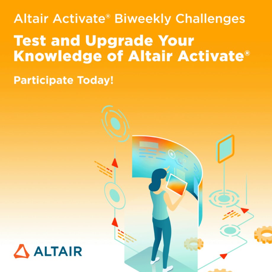 Altair Activate® Challenge #3: Electrical Domain Modelica Components
Ready to put your modeling skills to the test? Challenge yourself to build a simple RL circuit using Modelica's powerful electrical domain blocks with Altair Activate! 
Get started now: community.altair.com/community?id=c…