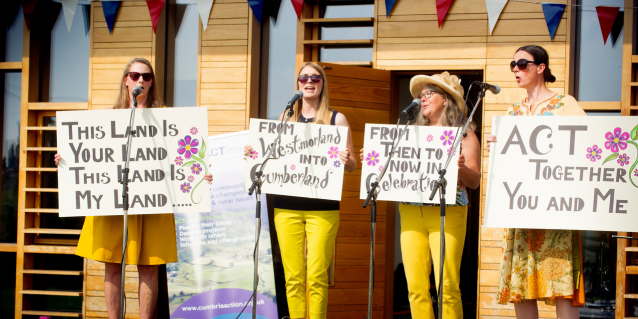 ACTCumbria's tweet photo. We had lovely weather at our recent Celebration of ACT's 75 years of activity with communities. We had original music from Quickbeam Acapella group who sang about ACT &amp; community activities at the event at Sunbeams in Penrith...read more: https://t.co/GezRqamda7 https://t.co/jeR27wFvSH