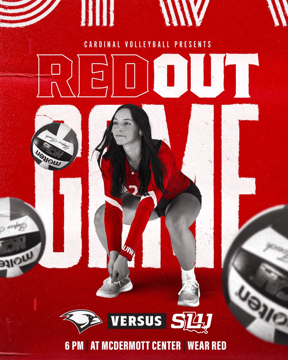 UIWVolleyball's tweet photo. Conference starting = RED OUT  🫡 

🆚 SLU
⏰ 6 p.m.
📍 San Antonio, TX 
📺 ESPN+
📊 https://t.co/6NVuRHJ4sJ

#TheWord https://t.co/zb8I3C7lux