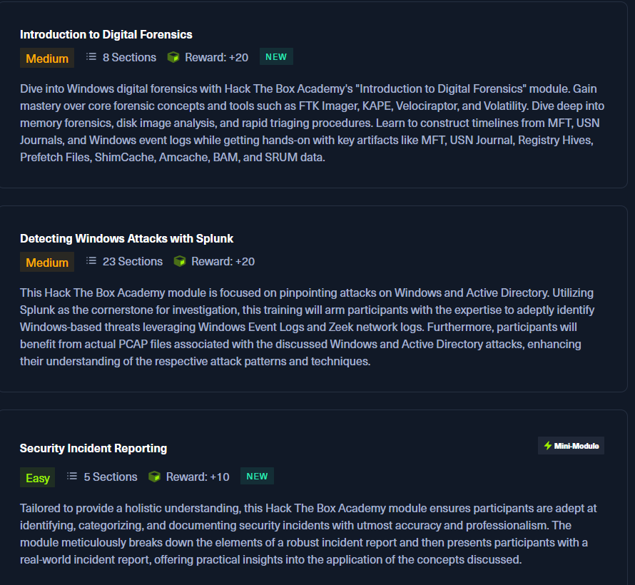 Hack the Box has a new SOC Analyst Job Role path on HTB Academy!

Includes:

-Digital Forensics

-Incident Handling &amp; Reporting

-Malware Analysis

-Threat Hunting

-Investigating with Splunk

-Network Traffic Analysis and more!

affiliate.hackthebox.com/dfirdiva-3 (affiliate link)