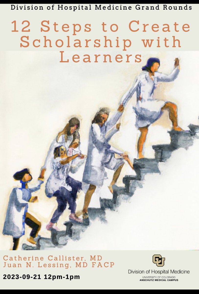 Here we go…T-minus 35 mins! Excited & honored to be presenting this new talk/topic with #DrCatherineCallister !! What a cool assignment. We plan to take lessons and feedback from @CUDivHospMed #GrandRounds colleagues and share broadly at future mtgs:) Wish us 🍀