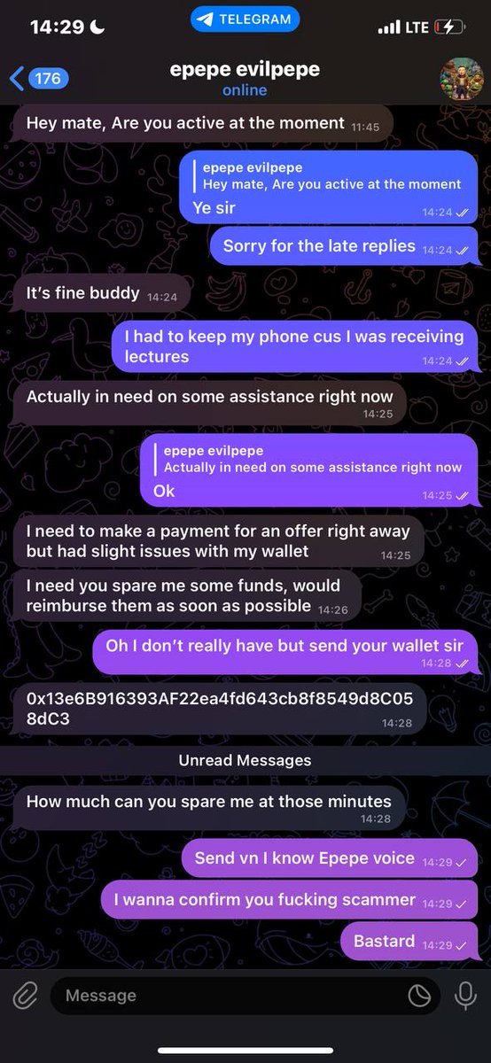 Evilpepelon's tweet photo. IMPORTANT!!!!!!!

OUR TEAM WILL NEVER DM YOU,PLEASE BLOCK AND DELETE ANY PEOPLE SAYING THERE IN THE EVILPEPELON TEAM,
WE HAVE HAD SCAMMERS TRYING TO PRETEND TO BE OUR DEV HAS REALLY HURT OUR MC OBVIOUSLY PLEASE BLOCK AND DELETE ALL DMS 
BLOCK AND REPORT PLZ
STAY SAFU EVILPEPELON https://t.co/Y0vvXCx022