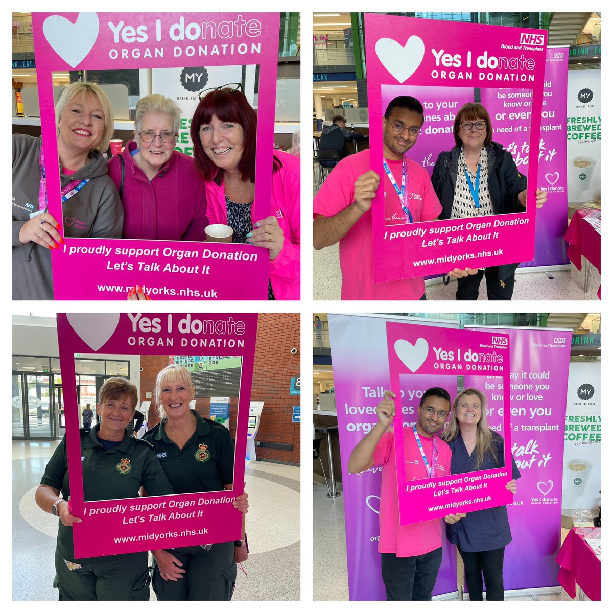 MidOrgan's tweet photo. Wonderful engagement and support for #OrganDonationWeek at the #Pinderfields #OrganDonation & @MY_NHSCharity stall today!
Thank you to Donna, Arlene, Scott, our wonderful volunteer team, our @YorksAmbulance colleagues, the brilliant @drllinos & ambassador-in-training Gracie! https://t.co/oA38b2FT9p
