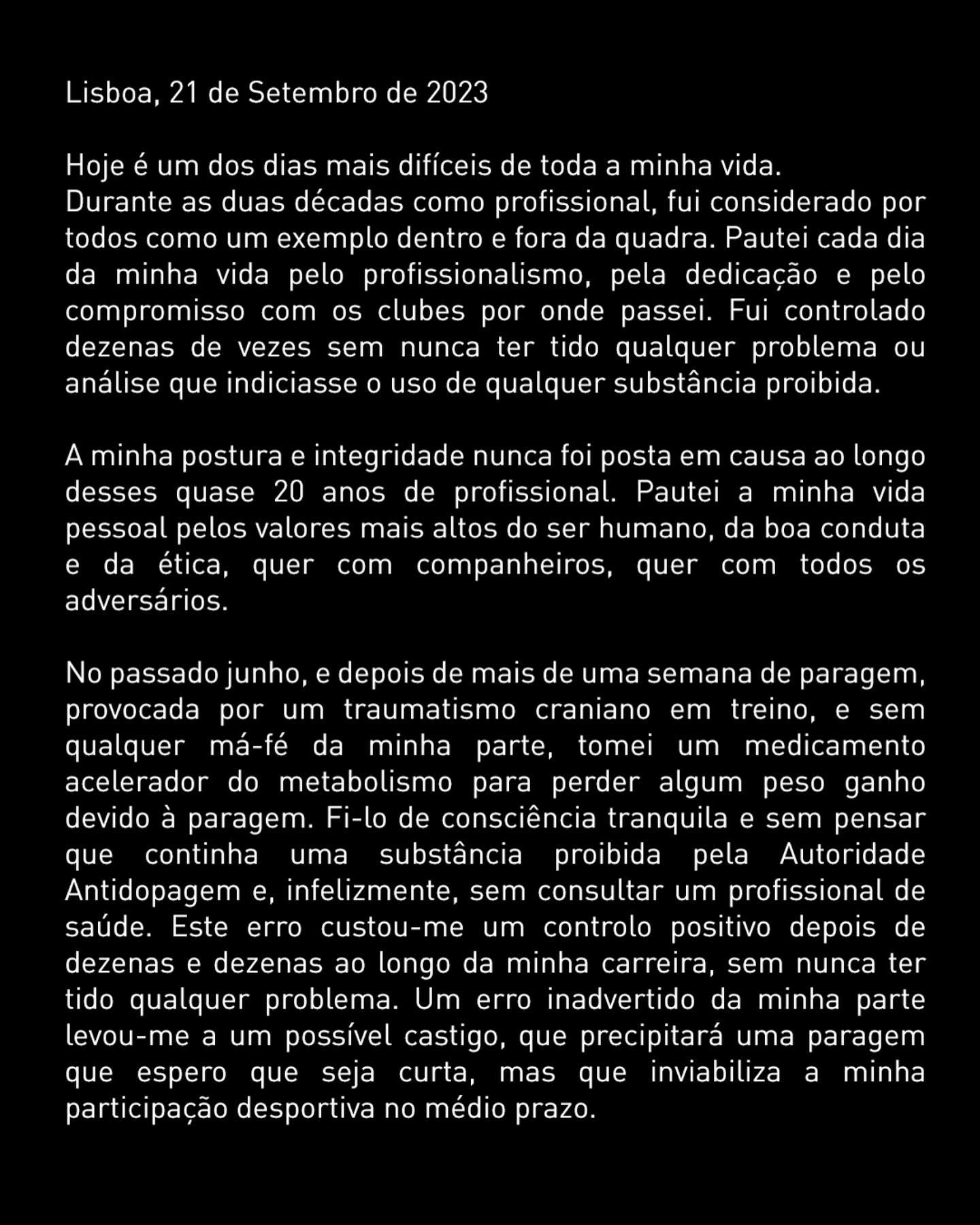 CAVINATO jogou dopado contra o Benfica, nos jogos do Título e