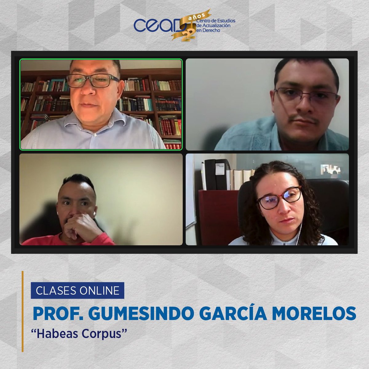 ceadmx's tweet photo. ⚖️ Maestría en Derecho Procesal Constitucional, XII Generación, ON LINE

Módulo V. “Habeas Corpus”, imparte el Prof. Gumesindo García Morelos

🕙 08, 09, 22 Y 23 de septiembre de 2023.

#tercersemestre #posgrado #maestria #derecho #ceadmx https://t.co/BwI9LcFUtQ