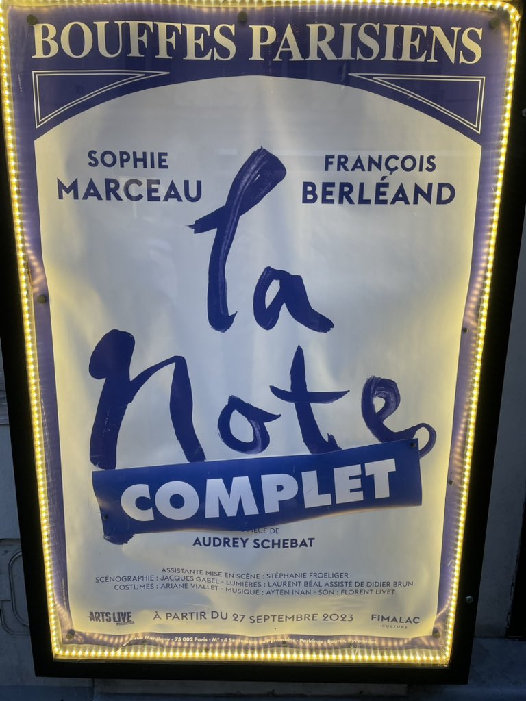 Au théâtre ce soir … #lanote #sophiemarceau #francoisberleand