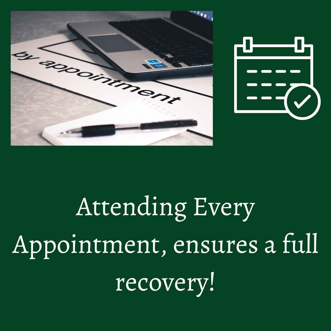 Even 1 missed appointment can set your recovery back. It is important to mark your appointment times in your calendar so you don't miss one! #recoveryteam #rehabilitation #LSTC