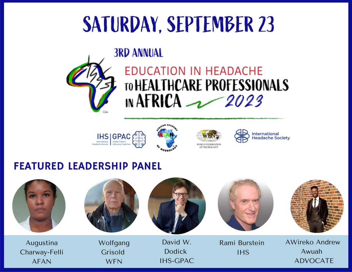 Still time to register for the 3rd Annual Education in Headache to Healthcare Professionals in Africa (EHHPA). This free virtual event provides training in headache medicine by leading experts across the globe. REGISTER TODAY! bit.ly/3Lpbevp
