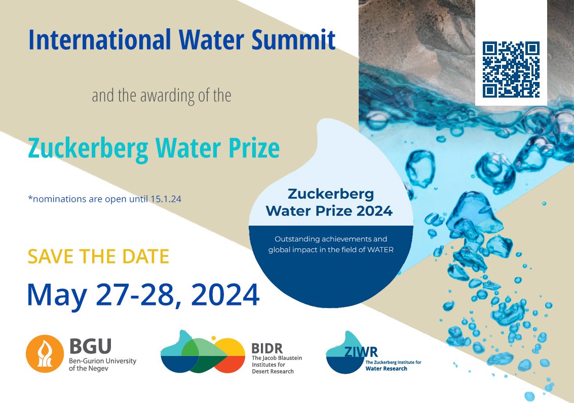 Nominations for the Zuckerberg Water Prize are now open. watersummitziwr.com/zuckerbergwate… #waterprize #waterconference #hydrologyaward #wateraward #academicaward #waterresearch #israelscience #watersummit