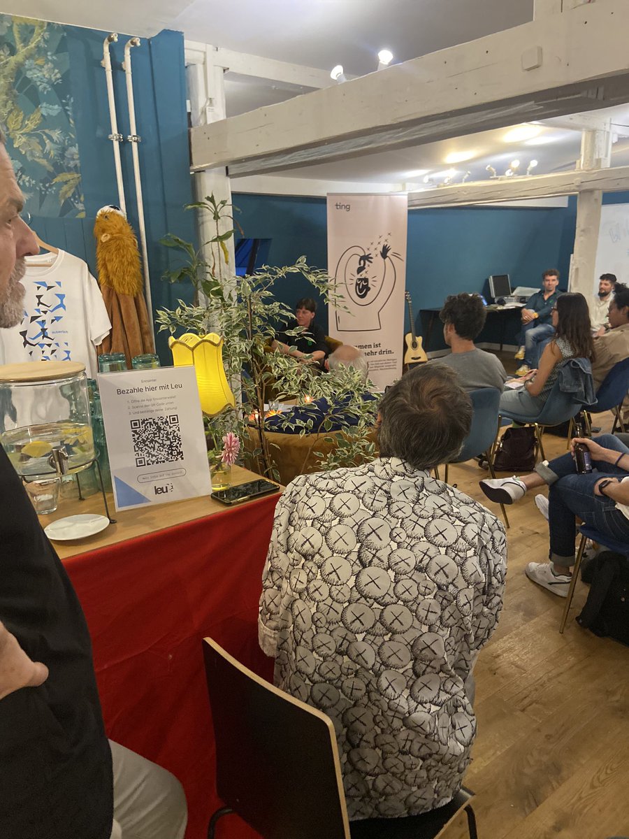 MalikElBay's tweet photo. Tonight people from the @CommunityTing share stories how the community income impacted their live. @leu_zuerich is hosting the bar. Oc drinks can be purchased with $leu. Great location at the community space of #trustsquare.  Great to be here. https://t.co/RsX2ayzaEl
