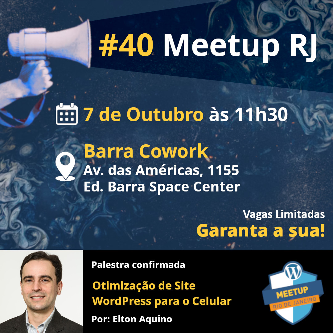 wpriodejaneiro's tweet photo. A segunda palestra do dia será com o Elton Aquino e o tema será: Otimização de Site WordPress para o Celular.

Junte-se a nós nesta palestra incrível sobre otimização para celular e leve sua experiência de acesso via celular a um novo patamar. 🚀 https://t.co/4pLy03Su3w