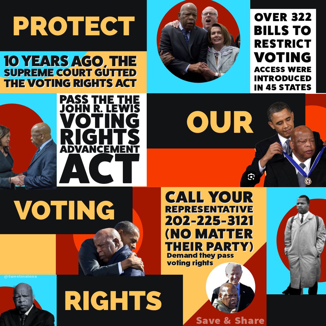 tweetMalena's tweet photo. Republicans have been making it harder to vote by:

Closing polling stations
Curbing early voting and voting by mail &amp;
Imposing strict ID requirements

The John R. Lewis Voting Rights Advancement Act will help prevent voter suppression &amp; #ProtectOurVotingRights. https://t.co/59ZCR42d0h
