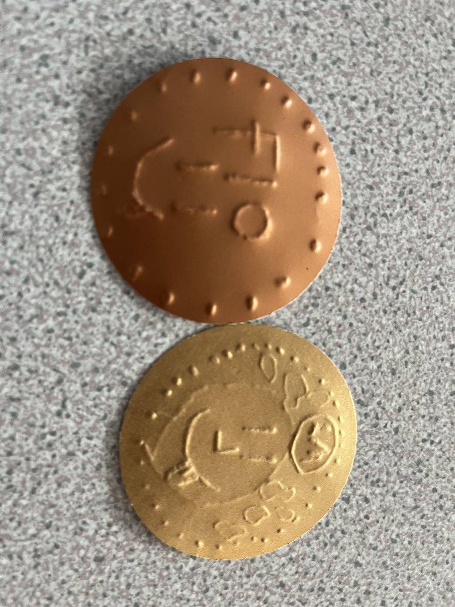 Embossing to make coins. Y6 Victorian day! <a href="/MissHBaxter/">Hannah</a> <a href="/CastleNewnham/">Castle Newnham</a>