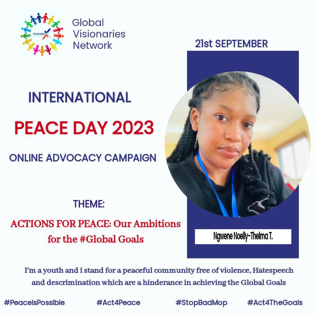 #Peace is all we need each and every day

@VisionariesNetwork 
@DefyHateNw
<a href="/UnitedNations/">TB</a> 

#Act4TheGoals 
#PeaceIsPossible 
#StopBadMop 
#ActForPeace