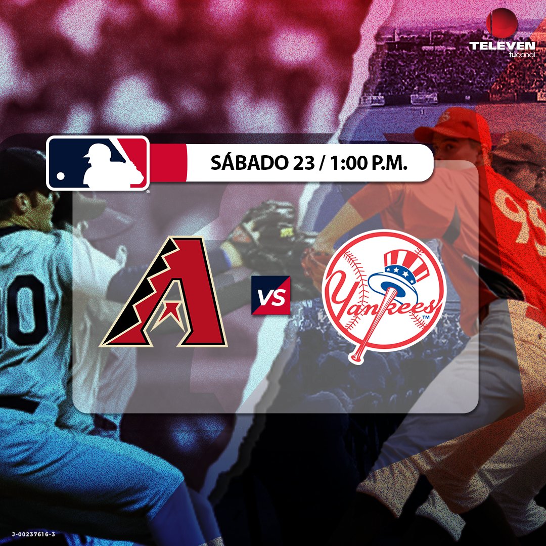 Canal_Televen's tweet photo. No te pierdas este sábado la emoción de la Grandes Ligas 🔥
A partir de la 1:00 pm disfruta del encuentro entre los #DiamondbacksDeArizona y los#YankeesDeNuevaYork ⚾
Nuestros expertos te esperan para llevarte todo el análisis de este duelo.
#Televen https://t.co/6gRAsMz2Xc