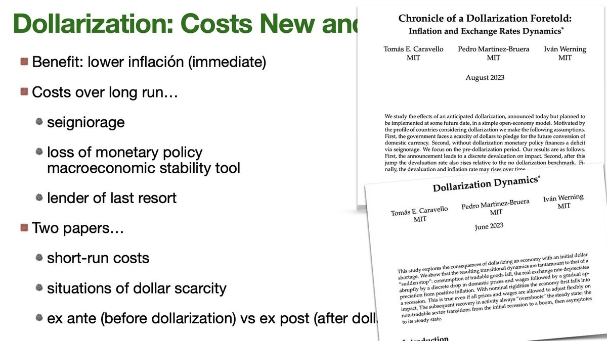💸💸Este viernes...

Seminario virtual abierto
"Dolarización y sus Efectos Macro de Corto Plazo" 
Iván Werning (MIT)
22 de sept 12:30h de Bs As (11:30 ET)  

Registrarse:
mit.zoom.us/webinar/regist… 

Presentación académica de estos 2 papers (hilo)
x.com/IvanWerning/st…