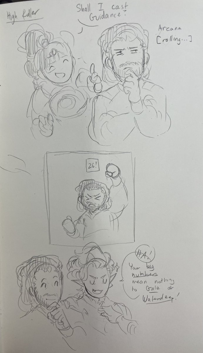 inland_kaffpire's tweet image. did a silly doodle from the #HighRollers clip with the #BG3 cast HAHA