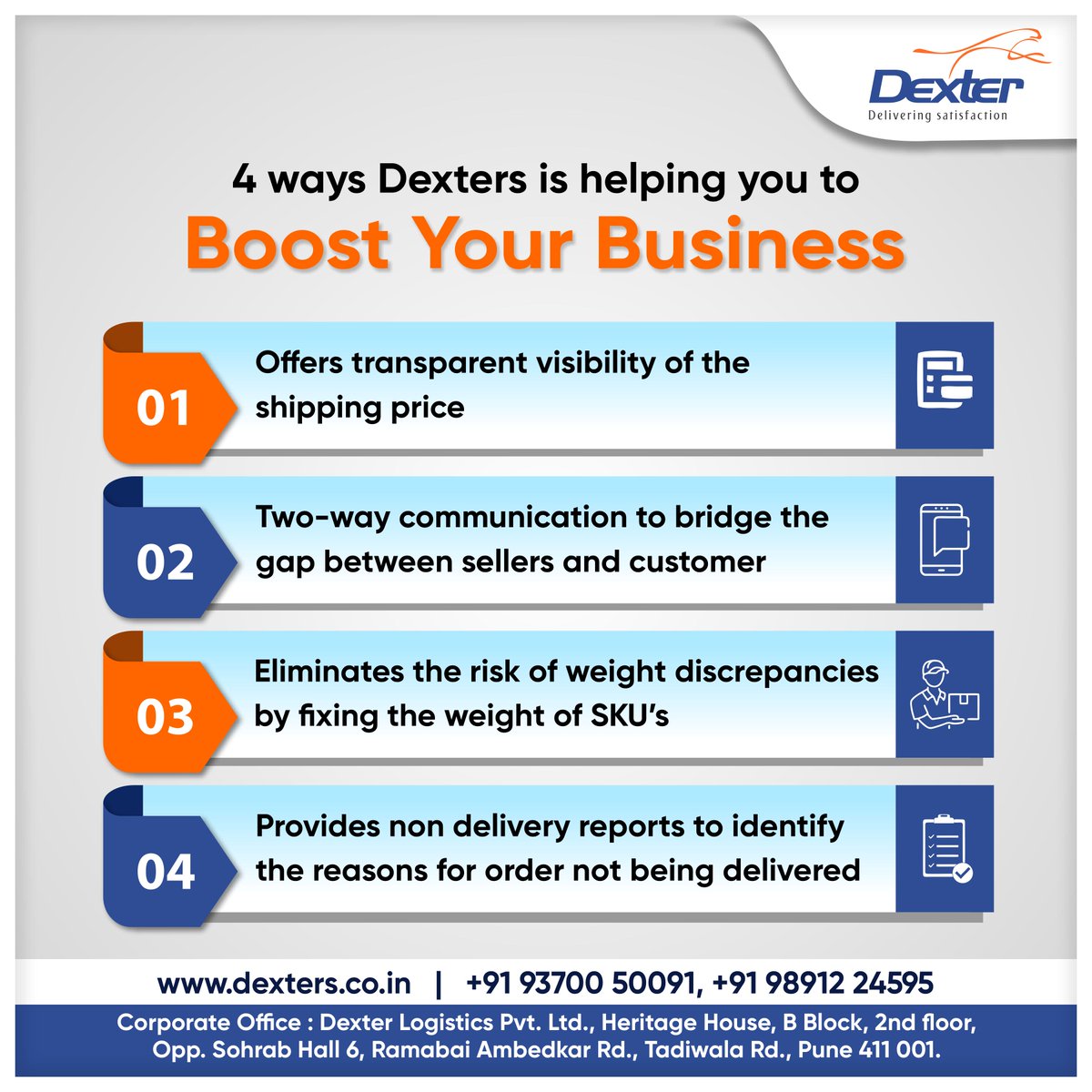 dexterLogistics's tweet photo. 4 Ways Dexters Logistics Pvt Ltd is helping you to boost your business. 
.
https://t.co/JB4awhorm9
.
.
#ExpressDelivery #Logistics #ExpressDistribution https://t.co/9sCZii0533