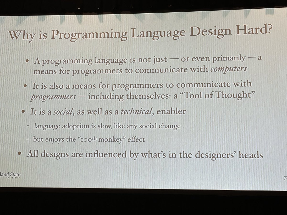 Love Andrew Black’s thesis: learn languages — big, small, exotic — as long as they change the way you think. Some mental models and concepts might not exist in your favorite language at all. #strangeloop