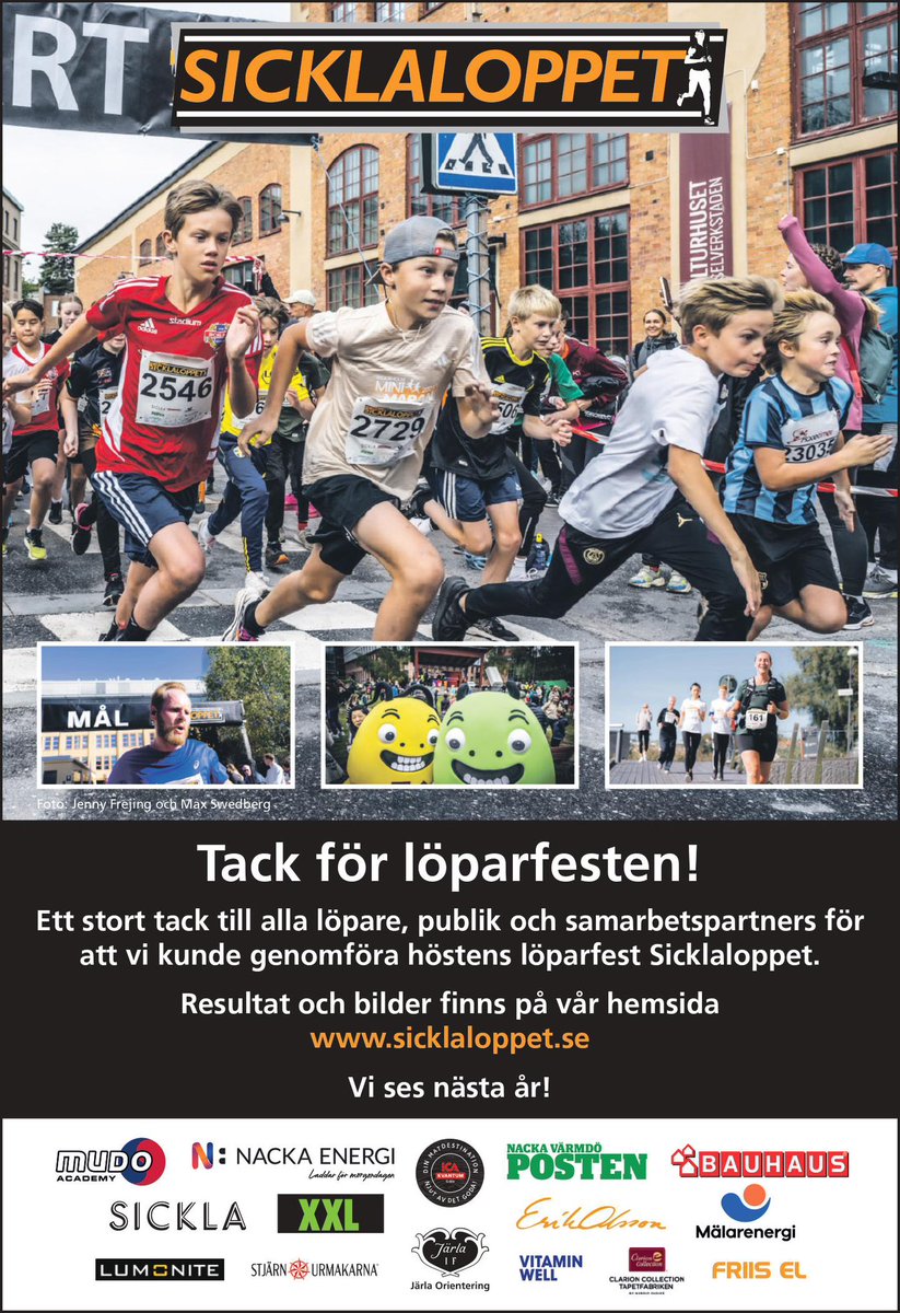 Vi vill tacka alla deltagare och samarbetspartners för att Sicklaloppet blev en succé!