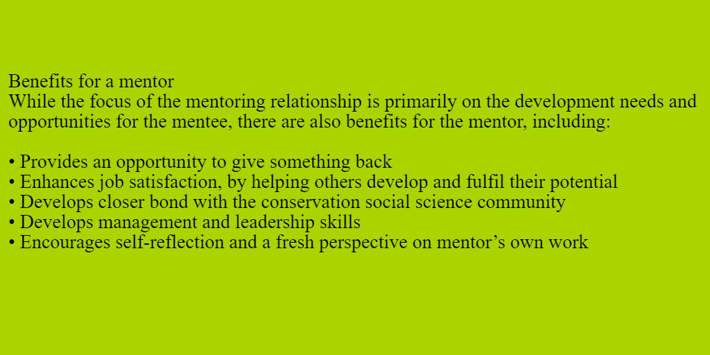 Great points from @SCB_SSWG's mentoring program guide.
It applies also to our Conservation Impact Evaluation mentors! 

Please encourage all IE researchers to enroll in our @idoimpact mentoring program!

forms.office.com/pages/response…