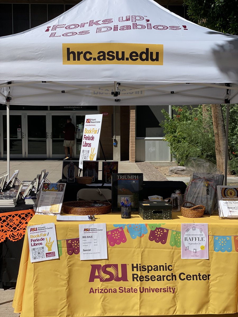 Friends in Tempe, come check out the ⁦@HRC_ASU⁩ book fair and open house today! Across from the MU outside interdisciplinary A 📚
