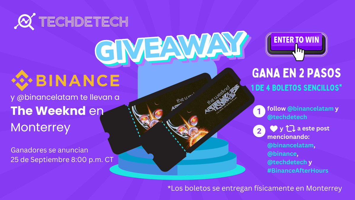 Giveaway alert, Binance y BinanceLatam te llevan a ver a The Weeknd en Monterrey el 26 de Septiembre del 2023 en BBVA Bancomer.