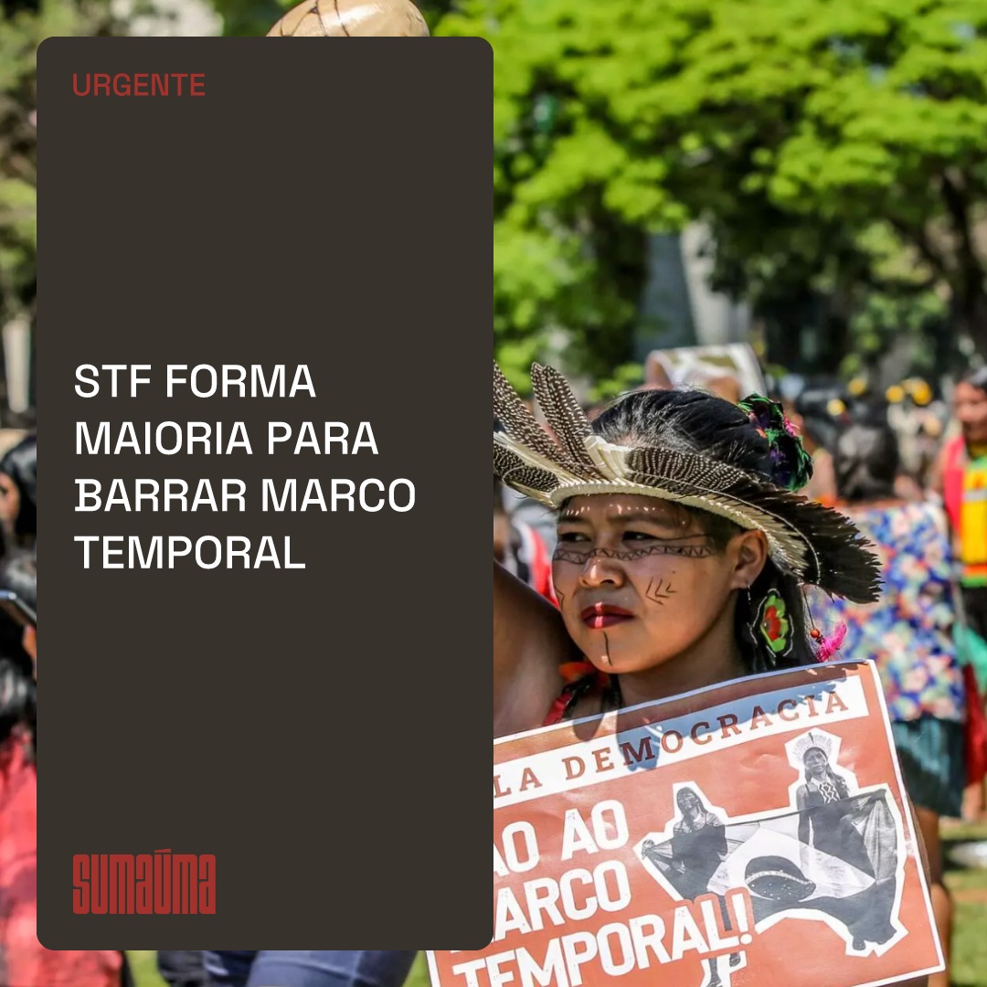 URGENTE! STF forma maioria para barrar marco temporal. O ministro Luiz Fux acompanhou integralmente o voto do relator Edson Fachin. O placar do julgamento está em 6 a 2. #marcotemporalnão #demarcaçãojá