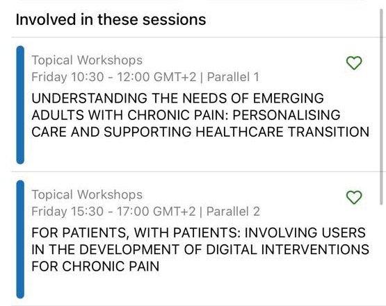 Rocío de la Vega (@rocio_dela_vega) on Twitter photo Double feature tomorrow at #EFIC2023 ! 👇🏼
Want to learn more about involving #patients ? And about #digitalhealth development? Or the status of #pediatricpain in #Spain? I'll be presenting with <a href="/rebecca_lee07/">Dr Rebecca Lee</a>
@SaraLBartels & <a href="/nadiamalliou_/">Nadia Malliou</a>
...
<a href="/EFIC_org/">European Pain Federation EFIC®</a> <a href="/Sedolor/">Sociedad Española del Dolor</a> <a href="/InvestigaDolor/">Investigación en Psicología del Dolor // Pain Lab</a> Double feature tomorrow at #EFIC2023 ! 👇🏼
Want to learn more about involving #patients ? And about #digitalhealth development? Or the status of #pediatricpain in #Spain? I'll be presenting with <a href="/rebecca_lee07/">Dr Rebecca Lee</a>
@SaraLBartels & <a href="/nadiamalliou_/">Nadia Malliou</a>
...
<a href="/EFIC_org/">European Pain Federation EFIC®</a> <a href="/Sedolor/">Sociedad Española del Dolor</a> <a href="/InvestigaDolor/">Investigación en Psicología del Dolor // Pain Lab</a>