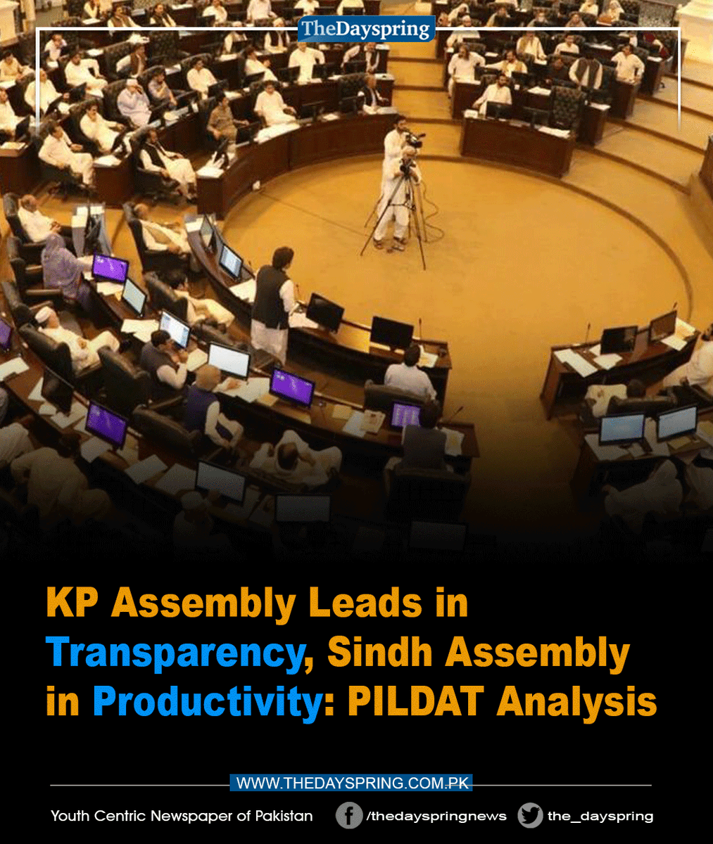 the_dayspring's tweet photo. KP Assembly Leads in Transparency, Sindh Assembly Excels in Productivity: @Pildat Analysis

Click to read: https://t.co/5dIAodayB9

#Pakistan #TheDayspring @ABMPildat https://t.co/htGG0I02b1