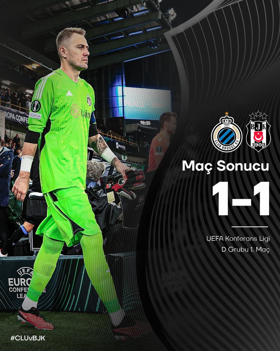 Beşiktaş, Club Brugge deplasmanından Cenk Tosun'un 88'de attığı golle evine bir puan ile dönüyor. Club Brugge 1-1 Beşiktaş #CLUvBJK | #UECL