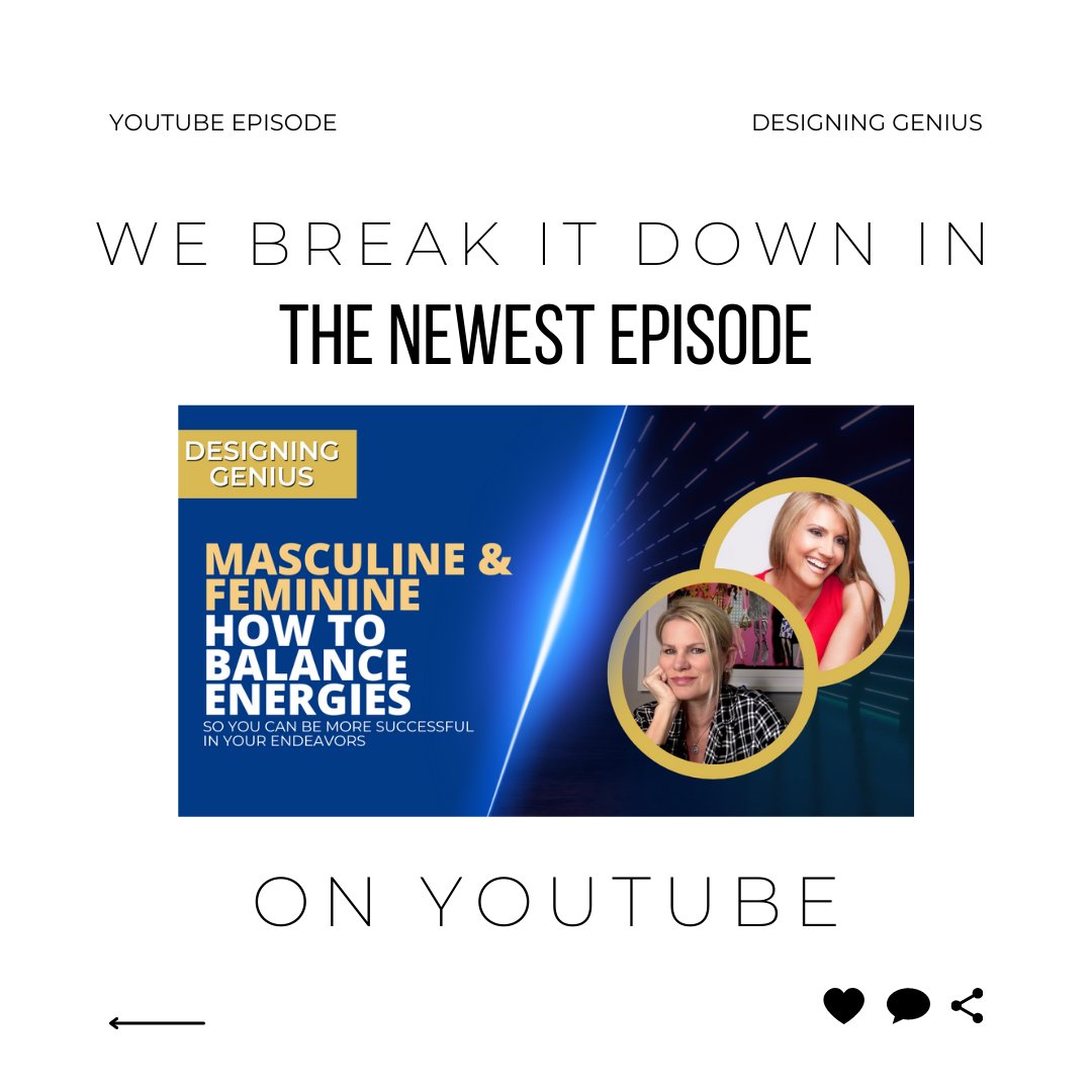 Energy. We get asked a lot about #masculine vs #feminine and how you can use them both.  We are breaking that down in our newest YouTube video 🎥 out now on the channel. 

#energy #designinggenius #knowledgeispowerful #entrepreneurelife #higherfrequency #highperformancehabits
