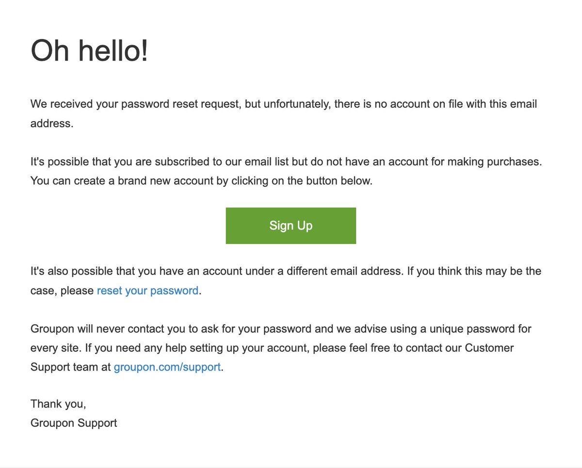 humanbeing_0609's tweet photo. @Groupon I am unable to login and I actually purchased a groupon couple of days back and I am unable to redeem it due to login issue and when resetting password I am getting this. I sent an email and I am stil awaiting your help. I also sent email to support.sm@groupon.com. https://t.co/ku9AoDzZuG
