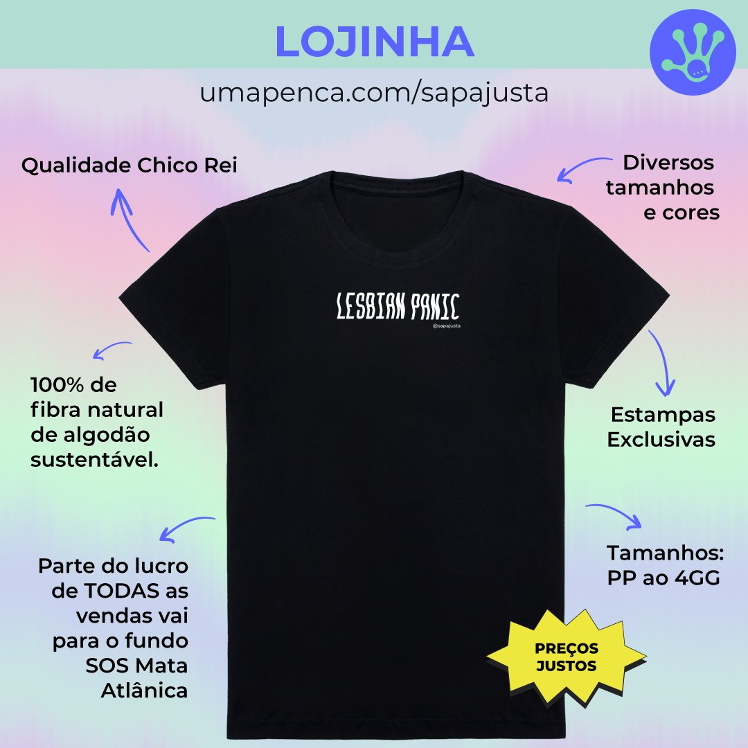 SapaJusta's tweet photo. Lojinha do Sapa Justa!

Agora você pode ter camisas e canecas exclusivas do nosso podcast.

🎨 As artes são feitas por mim, Letícia Martins, host do Sapa Justa. Os produtos são produzidos e enviados pela plataforma "Uma Penca".

🔗https://t.co/Ux63Fl03AR https://t.co/uZrtC0fOJR